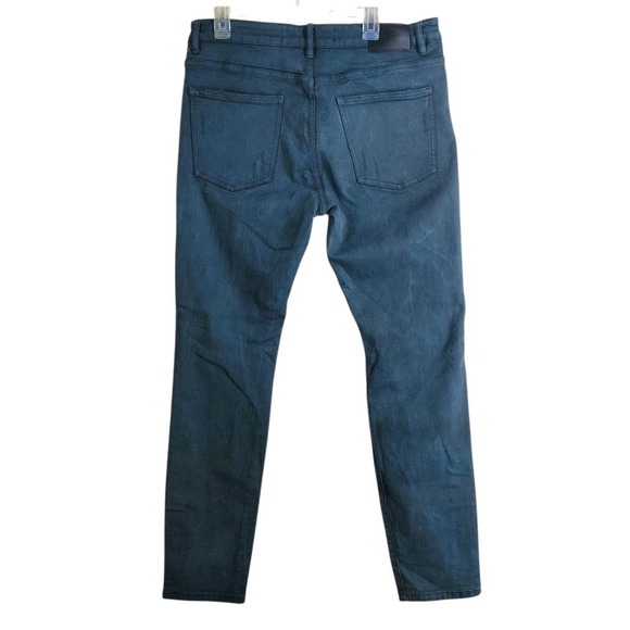 Valabasas Jeans Mens 38 Gray Blue Buttonfly Distressed Ripped Tapered (35x33) - Picture 13 of 13